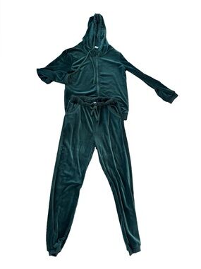 Women's Plush Velour Tracksuit 2-Piece Set - Size Small With Pockets